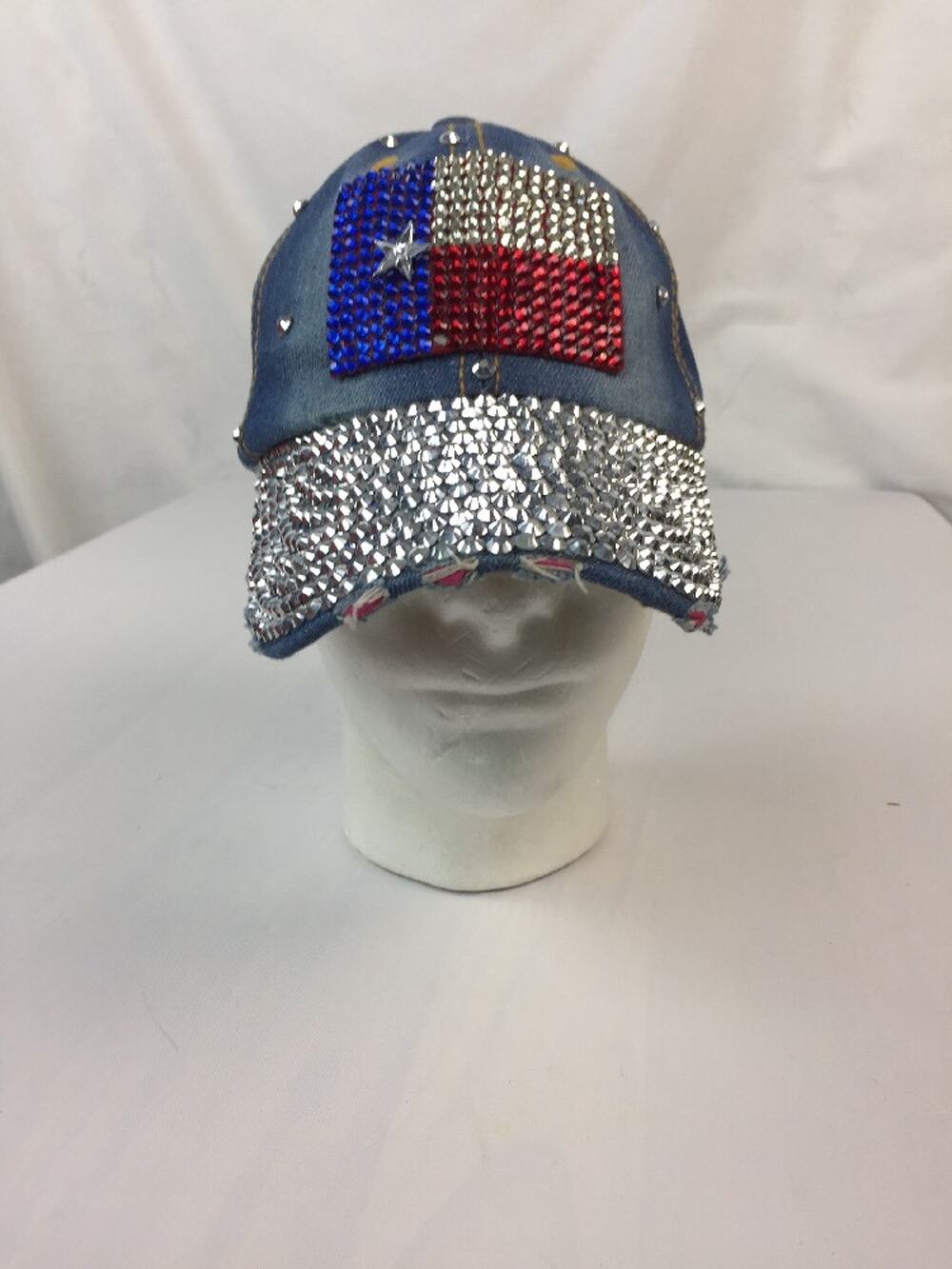 Women’s Distressed Texas State Flag Hat Denim